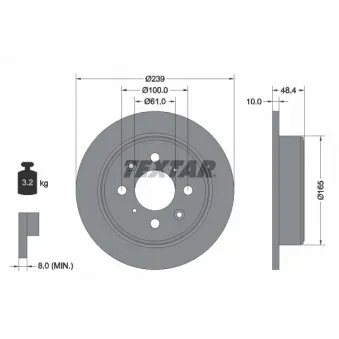 Jeu de 2 disques de frein arrière TEXTAR 92060800