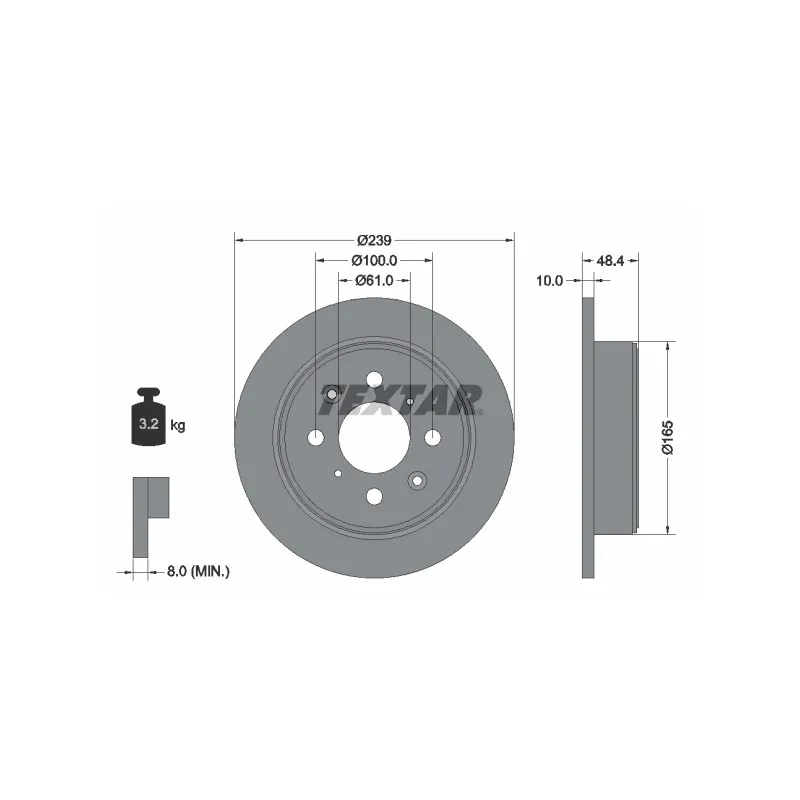 Jeu de 2 disques de frein arrière TEXTAR 92060800