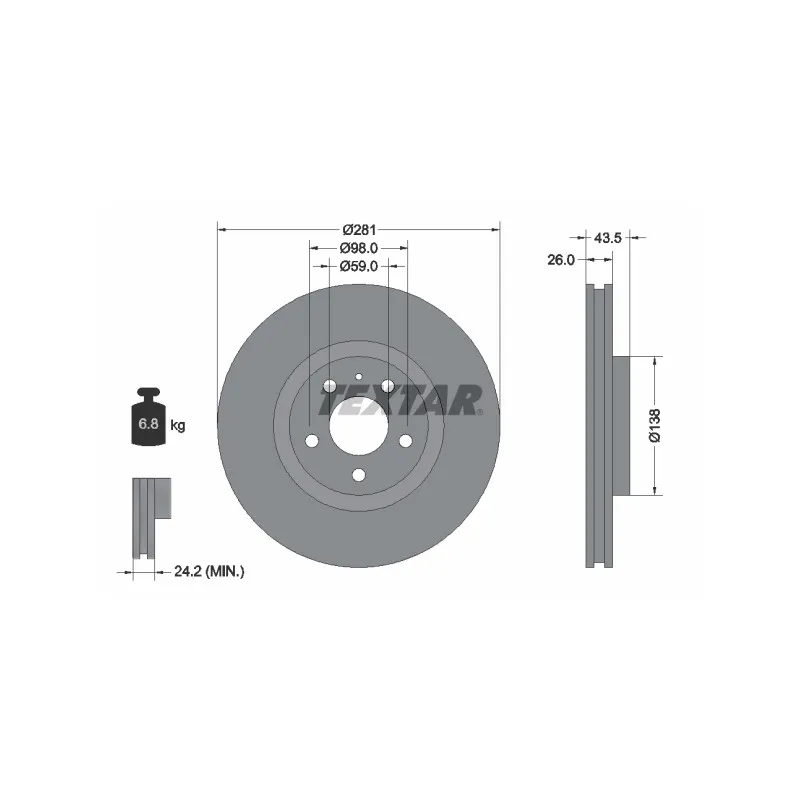 Jeu de 2 disques de frein avant TEXTAR 92061000