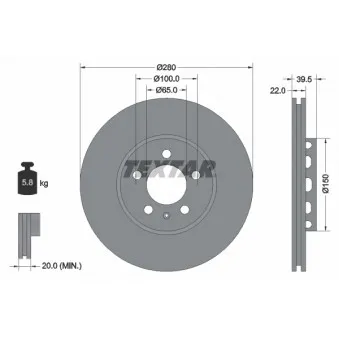 Jeu de 2 disques de frein avant TEXTAR 92061400