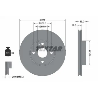 Jeu de 2 disques de frein avant TEXTAR 92061600