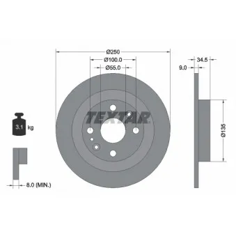 Jeu de 2 disques de frein arrière TEXTAR 92061700