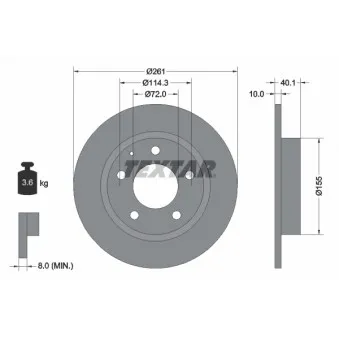 Jeu de 2 disques de frein arrière TEXTAR 92062100