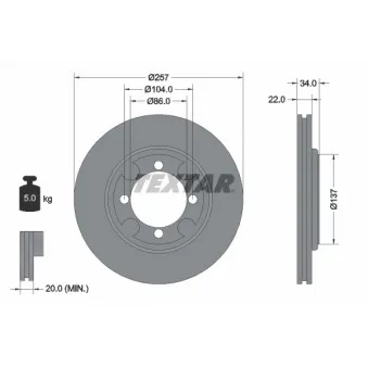 Jeu de 2 disques de frein avant TEXTAR 92062700