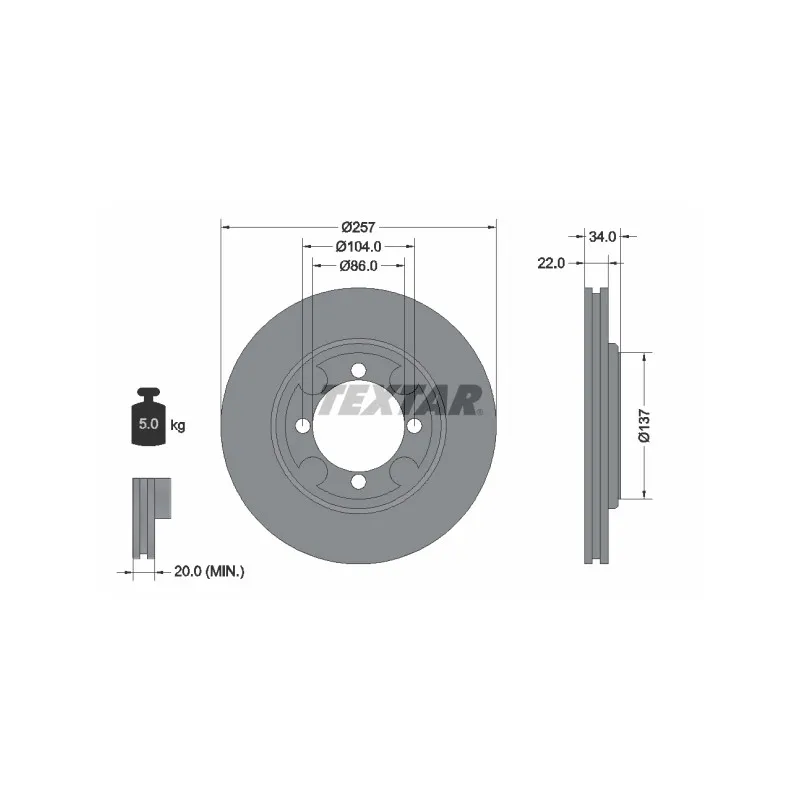 Jeu de 2 disques de frein avant TEXTAR 92062700