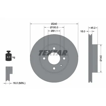 Jeu de 2 disques de frein avant TEXTAR 92063200