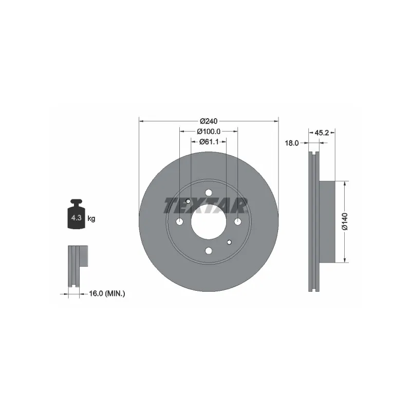 Jeu de 2 disques de frein avant TEXTAR 92063200