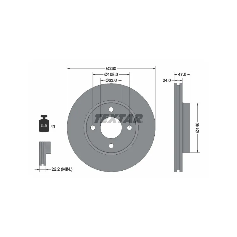 Jeu de 2 disques de frein avant TEXTAR 92063503