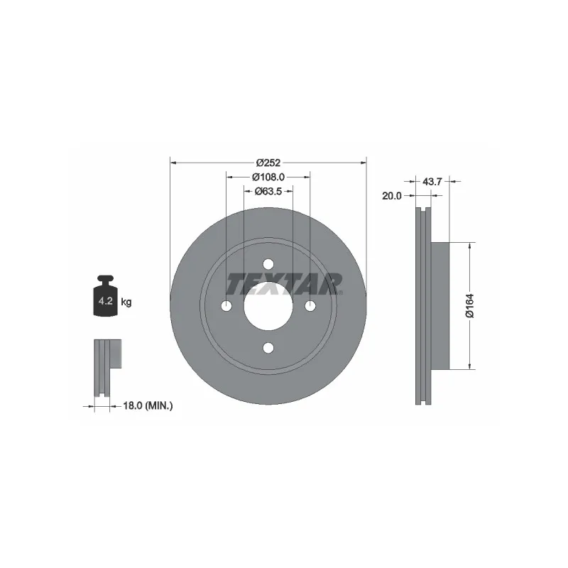 Jeu de 2 disques de frein avant TEXTAR 92063603