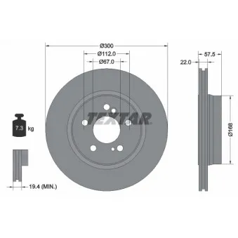 Jeu de 2 disques de frein arrière TEXTAR 92064207