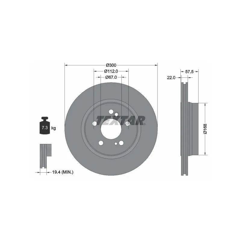 Jeu de 2 disques de frein arrière TEXTAR 92064207