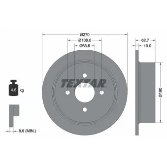 Jeu de 2 disques de frein arrière TEXTAR 92064400