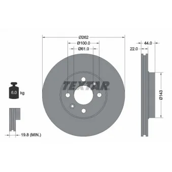 Jeu de 2 disques de frein avant TEXTAR 92064803
