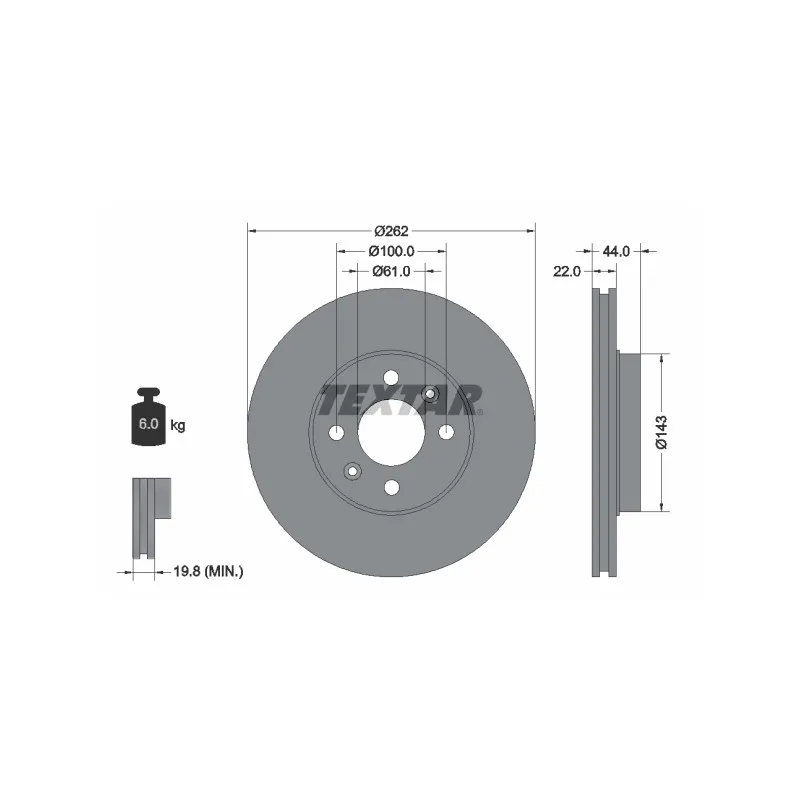 Jeu de 2 disques de frein avant TEXTAR 92064803