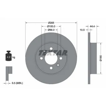 Jeu de 2 disques de frein arrière TEXTAR 92064903