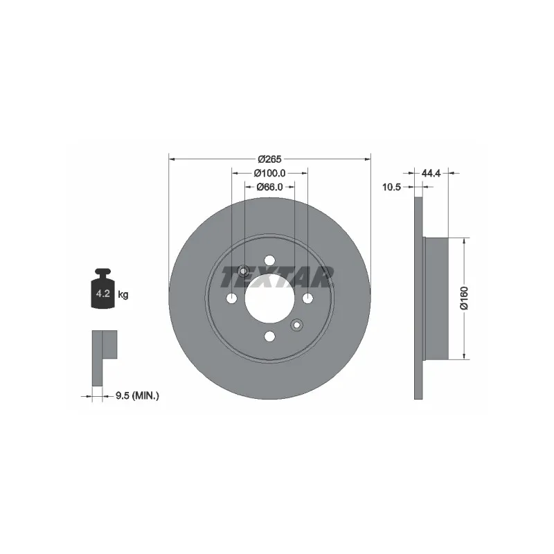 Jeu de 2 disques de frein arrière TEXTAR 92064903