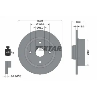 Jeu de 2 disques de frein arrière TEXTAR 92066100