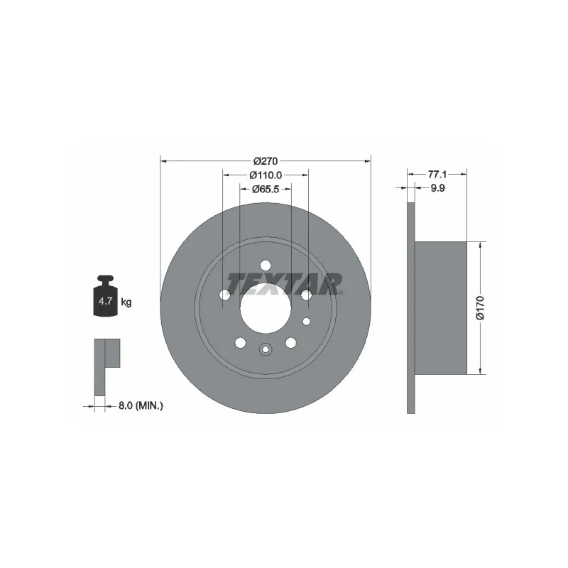 Jeu de 2 disques de frein arrière TEXTAR 92066300
