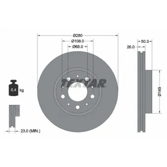 Jeu de 2 disques de frein avant TEXTAR 92066703