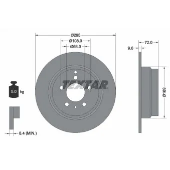 Jeu de 2 disques de frein arrière TEXTAR 92066803