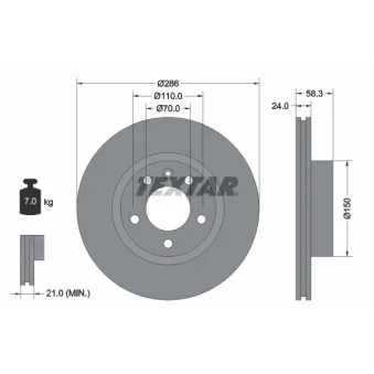 Jeu de 2 disques de frein avant TEXTAR 92066903