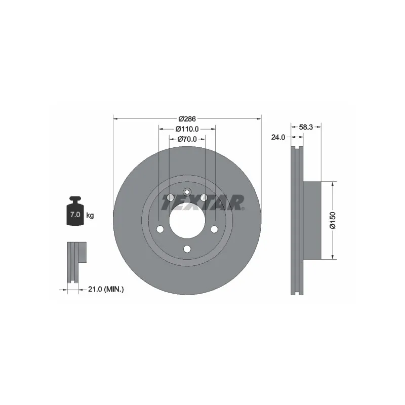 Jeu de 2 disques de frein avant TEXTAR 92066903