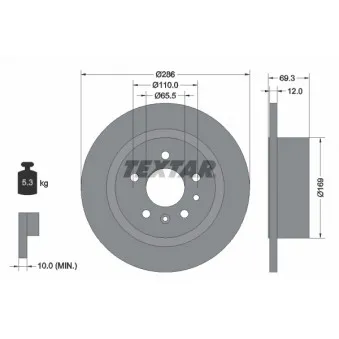 Jeu de 2 disques de frein arrière TEXTAR 92067003
