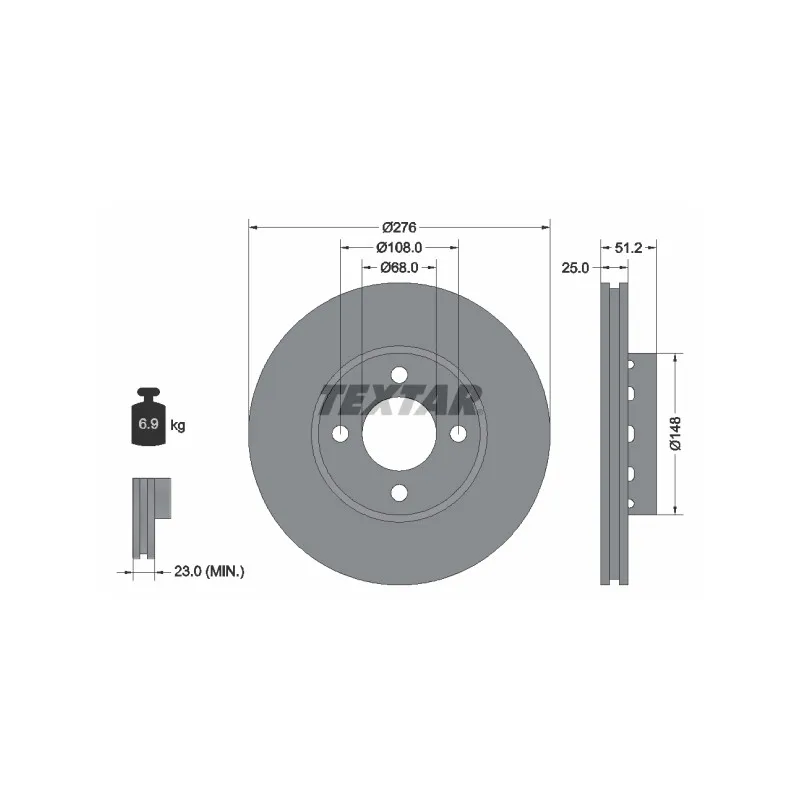 Jeu de 2 disques de frein avant TEXTAR 92067200