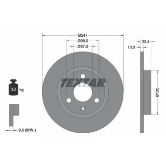 Jeu de 2 disques de frein avant TEXTAR 92067300