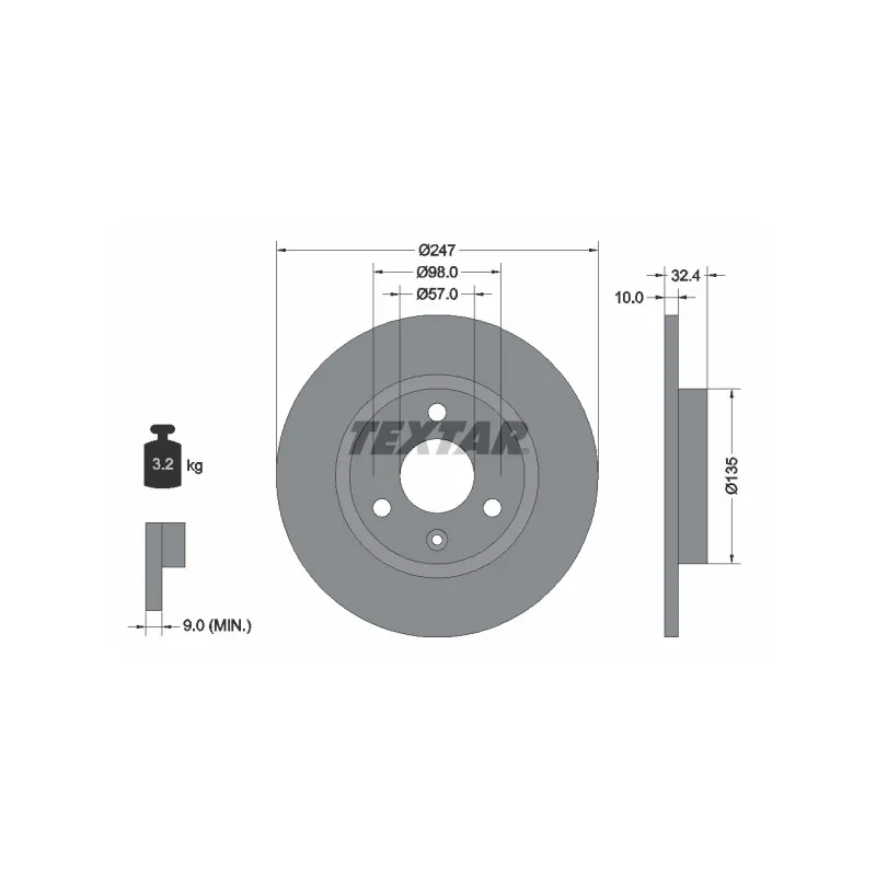 Jeu de 2 disques de frein avant TEXTAR 92067300
