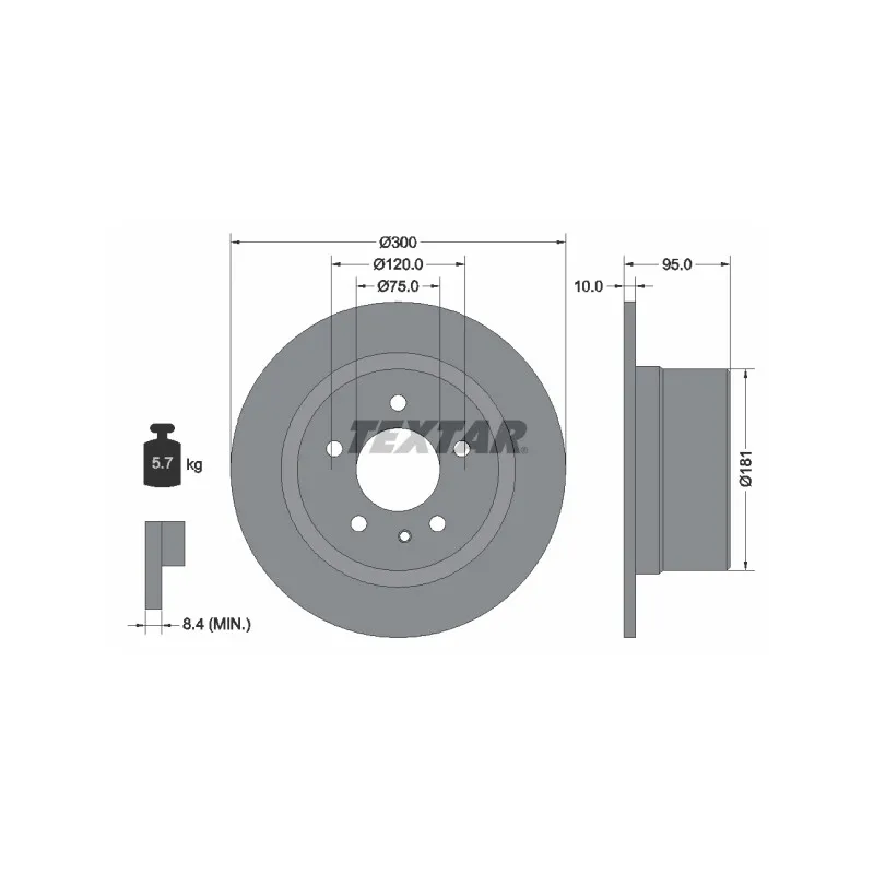 Jeu de 2 disques de frein arrière TEXTAR 92067500