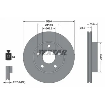 Jeu de 2 disques de frein avant TEXTAR 92067700