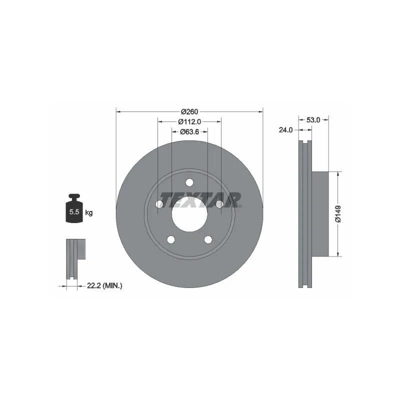 Jeu de 2 disques de frein avant TEXTAR 92067700