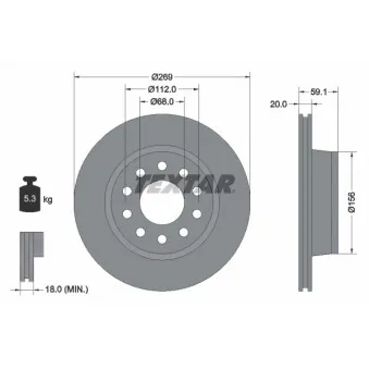 Jeu de 2 disques de frein arrière TEXTAR 92068400