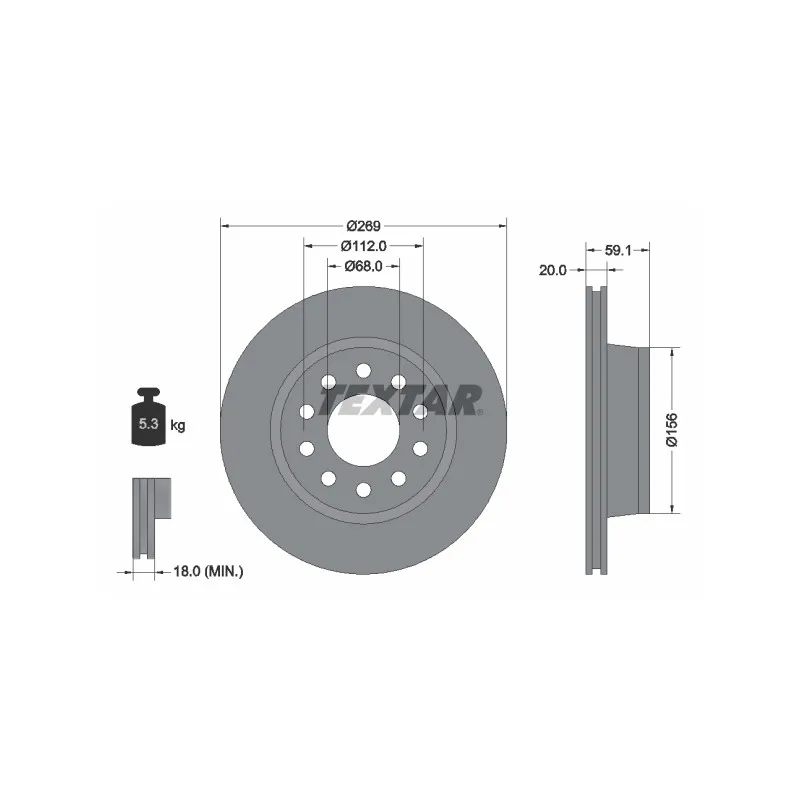 Jeu de 2 disques de frein arrière TEXTAR 92068400