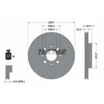 Jeu de 2 disques de frein avant TEXTAR 92068503
