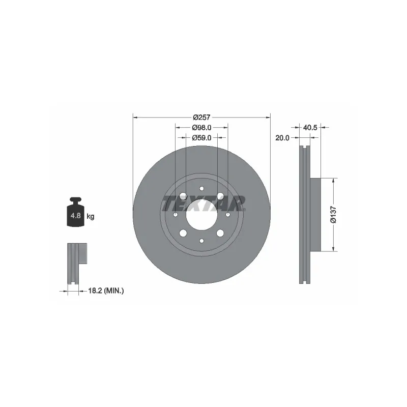 Jeu de 2 disques de frein avant TEXTAR 92068503