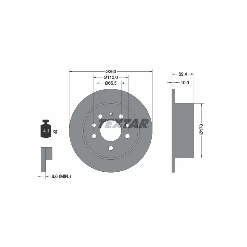 Jeu de 2 disques de frein arrière TEXTAR 92068800