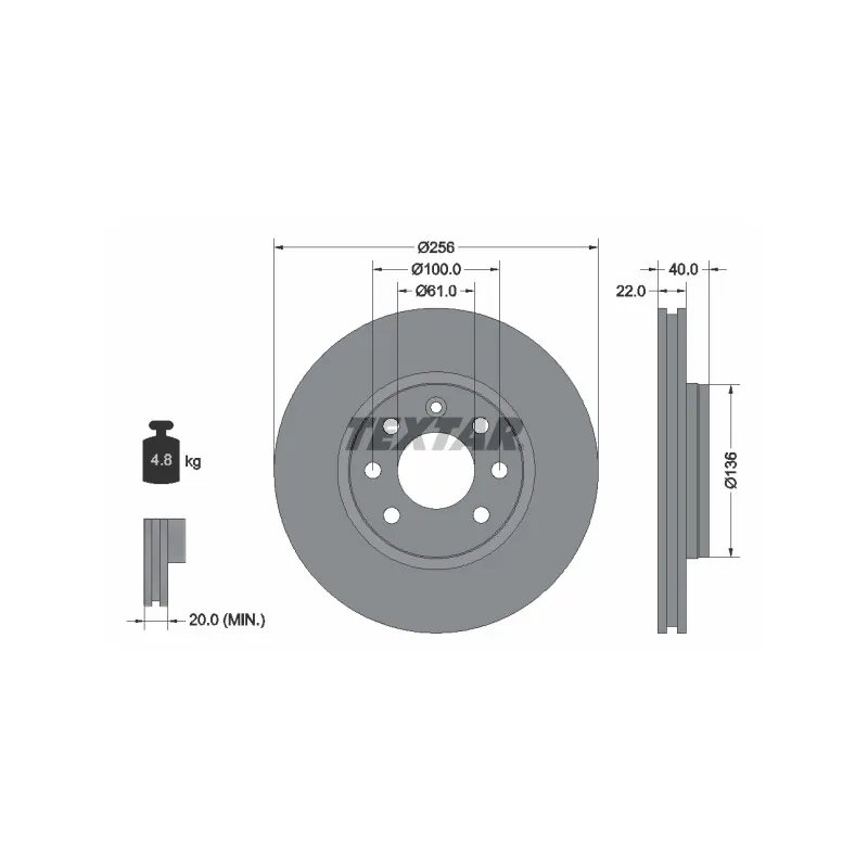 Jeu de 2 disques de frein avant TEXTAR 92069300