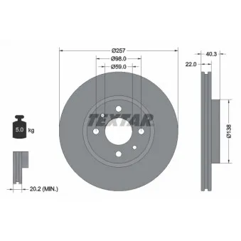 Jeu de 2 disques de frein avant TEXTAR 92069603