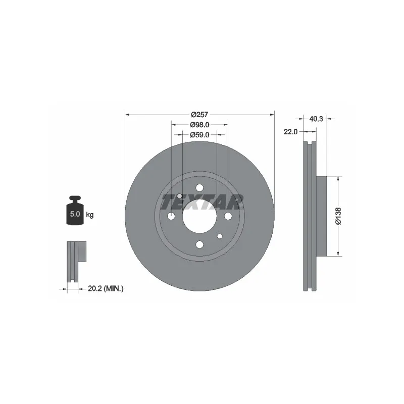 Jeu de 2 disques de frein avant TEXTAR 92069603