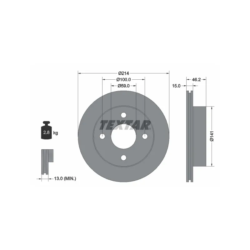 Jeu de 2 disques de frein avant TEXTAR 92069800
