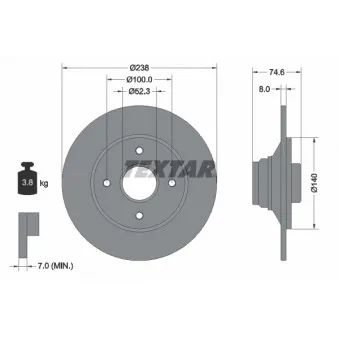 Jeu de 2 disques de frein arrière TEXTAR 92070300