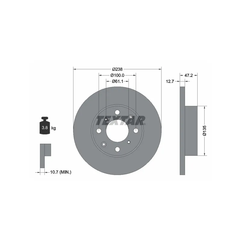 Jeu de 2 disques de frein avant TEXTAR 92070500