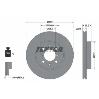 Jeu de 2 disques de frein avant TEXTAR 92070600
