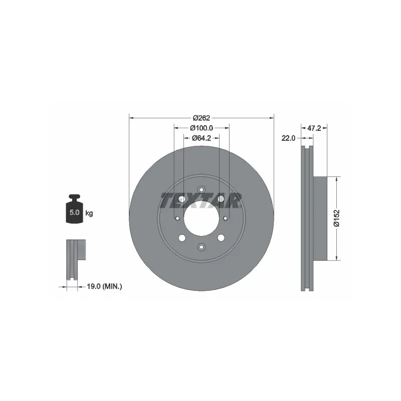 Jeu de 2 disques de frein avant TEXTAR 92070600