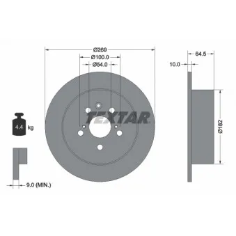 Jeu de 2 disques de frein arrière TEXTAR 92070800