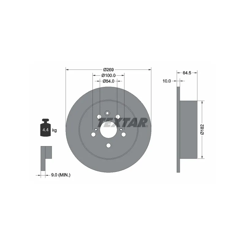 Jeu de 2 disques de frein arrière TEXTAR 92070800