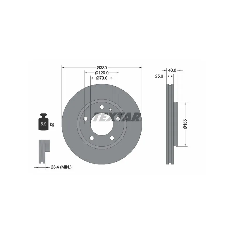 Jeu de 2 disques de frein avant TEXTAR 92071000