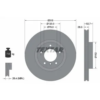 Disque de frein avant gauche TEXTAR 92071103